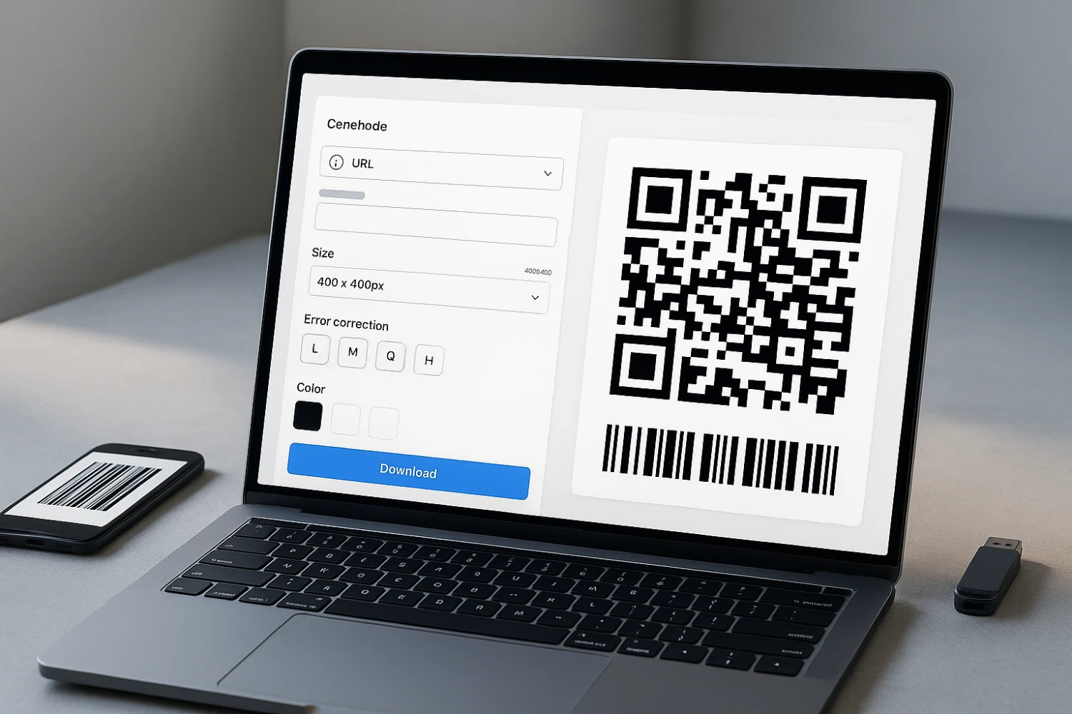 QR and barcode generator dashboard with preview
