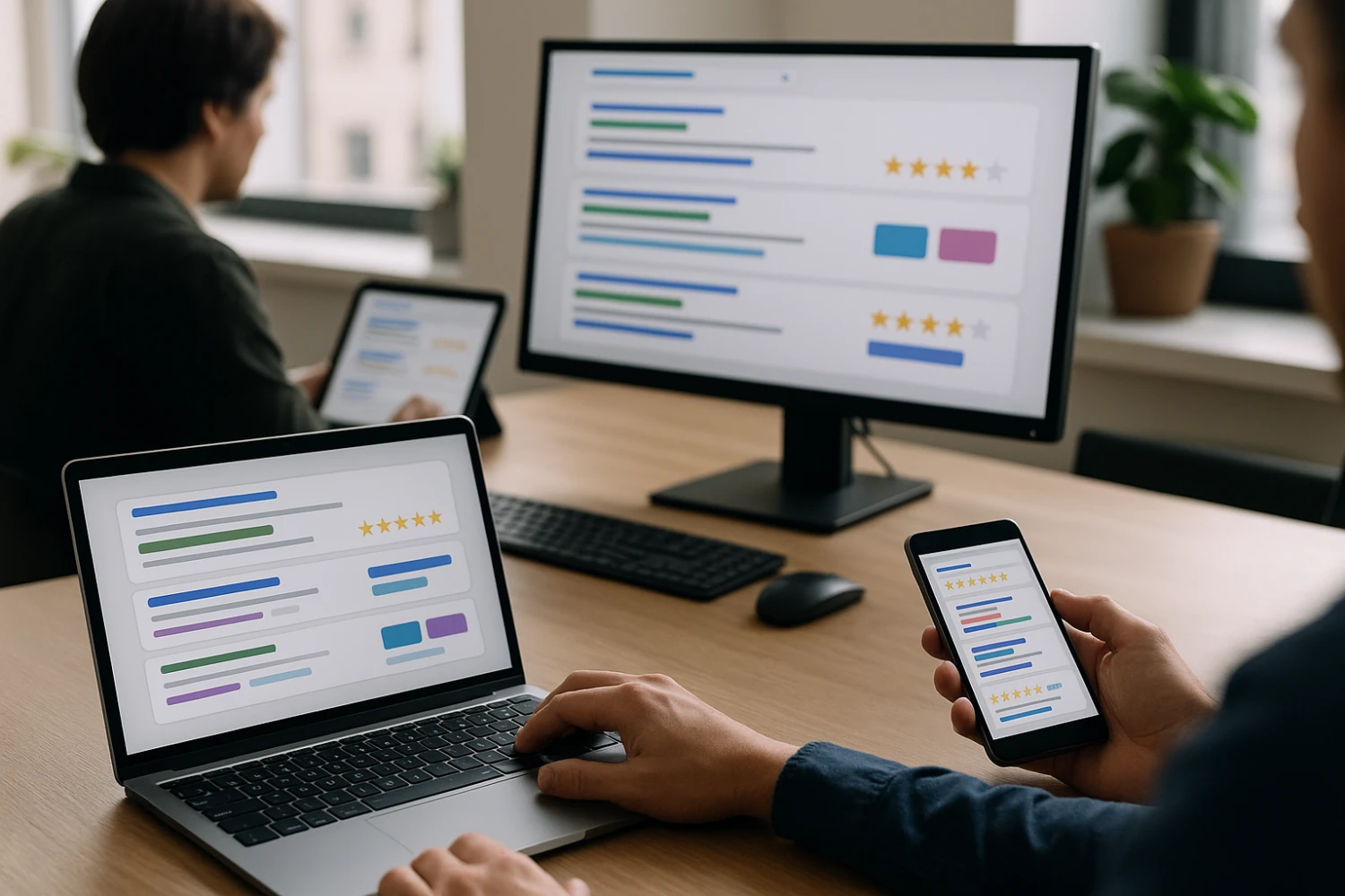 Online reviews and star ratings in search results