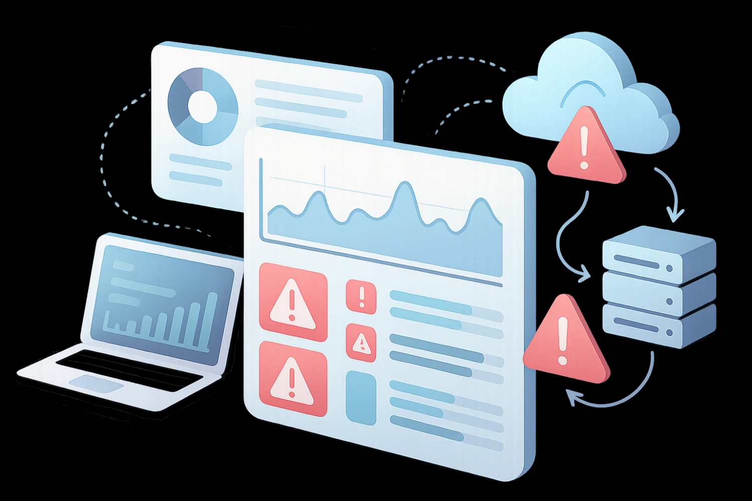 Overview of monitoring dashboards and error reporting for websites and servers