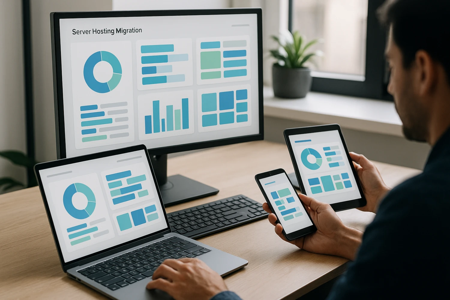 Server management and hosting migration overview dashboard