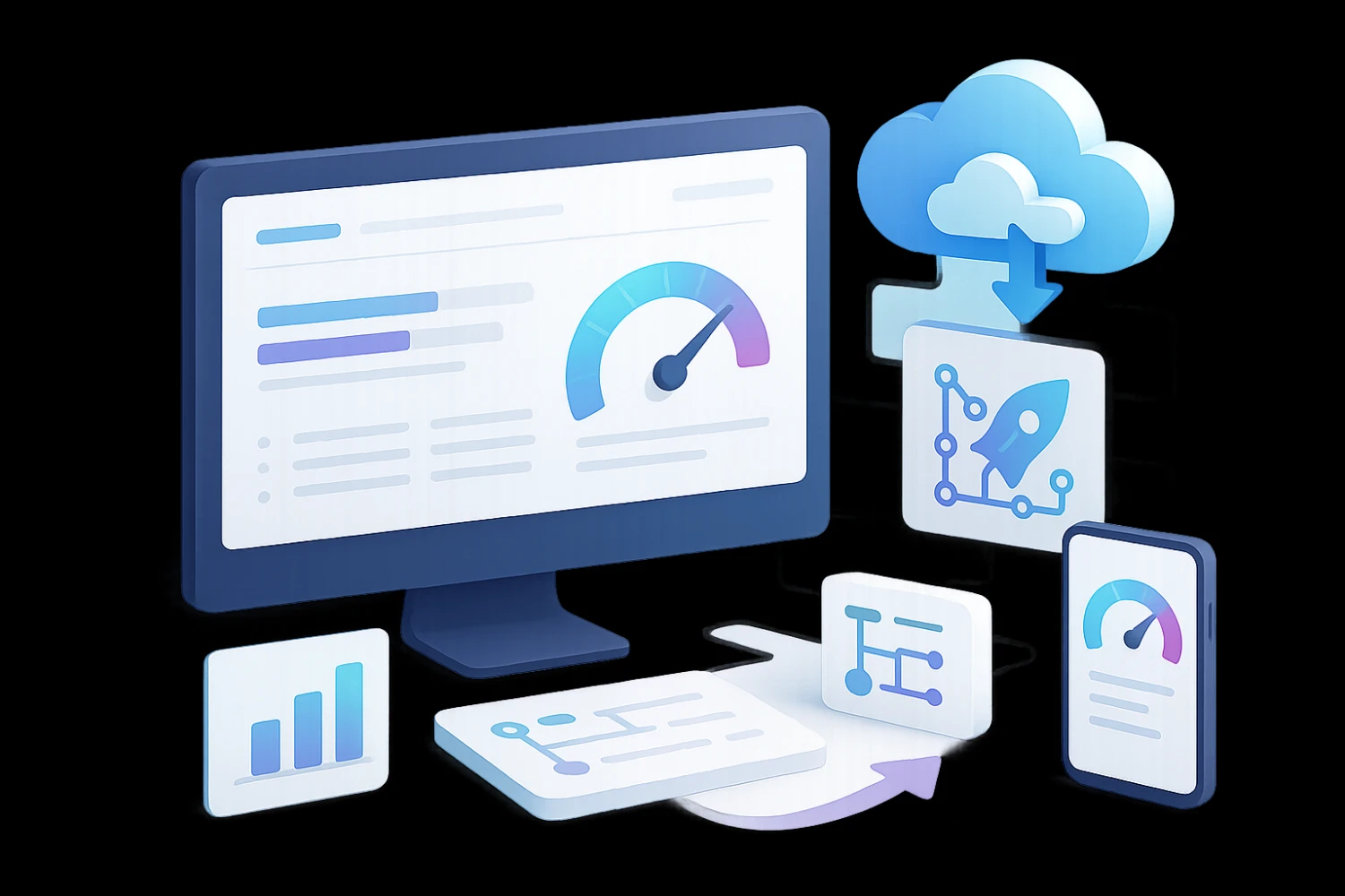 Website speed optimization and caching overview dashboard